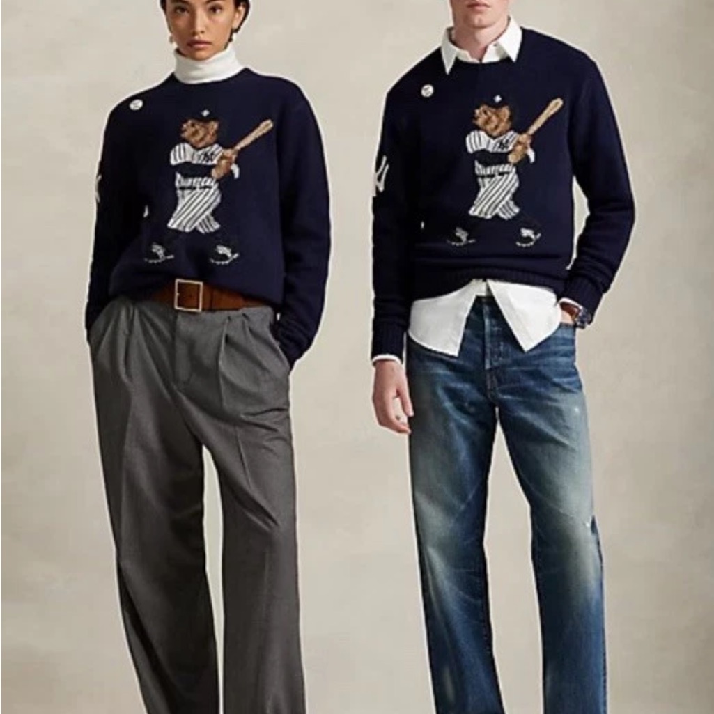 Polo By Ralph Lauren Navy Polo Bear Baseball Sweater